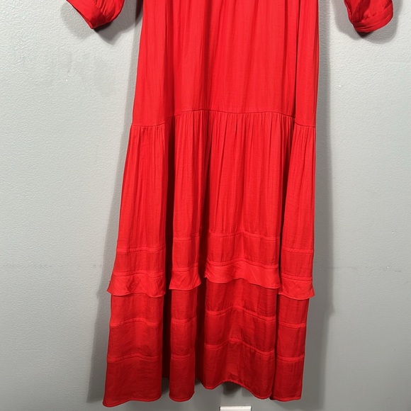 Dolan Red V neck tassel layered skirt pocketed maxi dress size XS- would fit S - Picture 6 of 17